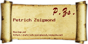 Petrich Zsigmond névjegykártya
